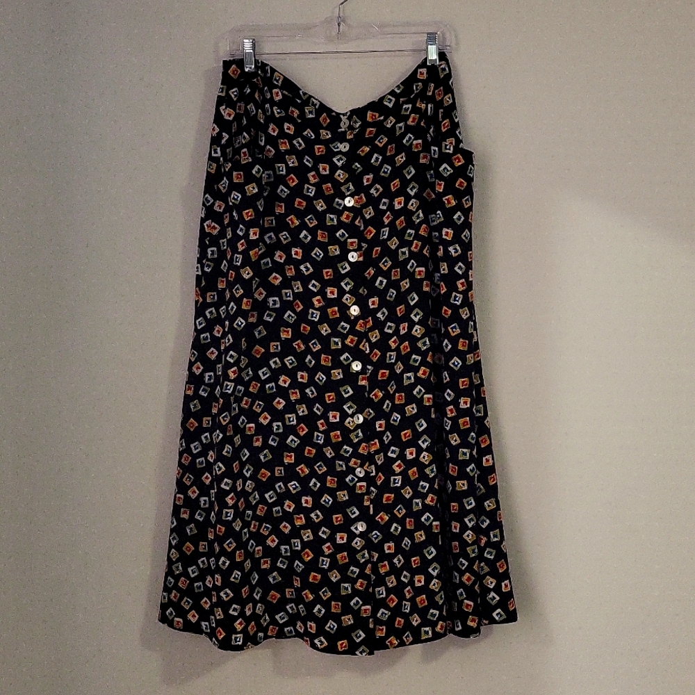 Vintage Plus Size Abstract Retro Print Maxi Skirt